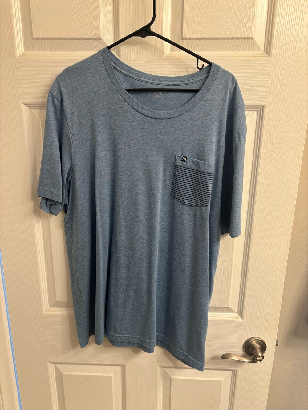 Travis Mathew Heathered Blue Short Sleeve Pocket Tee